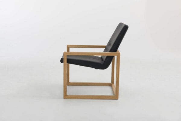 Lazy fauteuil- leder nero - onderstel hout 4