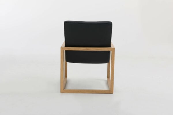 Lazy fauteuil- leder nero - onderstel hout 5