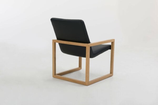 Lazy fauteuil- leder nero - onderstel hout 6